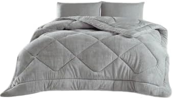 TeksNil Home Tek Kişilik Çift Taraflı Gri Welsoft Yorgan 155 X 215 Zigzak - Damla - Baklava Desen