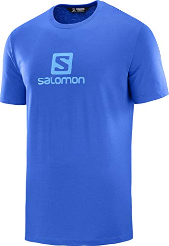 Salomon Coton Logo SS tee Camiseta, Hombre, Azul (Nautical Blue), S