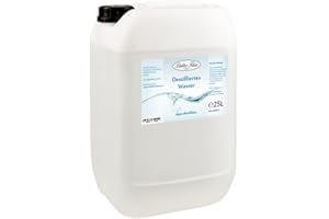 LOELAND 25 Liter DESTILLIERTES WASSER ***Leitfähigkeit: < 0,07 µS/cm*** im Kanister (natur) aus HDPE mit dicht schliessendem Deckel und praktischem Tragegriff / Geeignet für technische und chemische Zwecke sowie zur Herstellung ( z. B. Kolloidales Silber - Kolloidales Gold ) / Aqua dest - Aquadest von Doktor Klaus