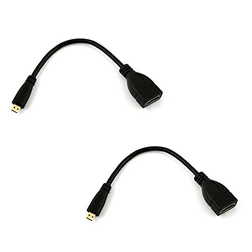COM-FOUR® Micro HDMI Stecker auf HDMI Buchse Kabel Adapter gerade vergoldet schwarz (gerade - 2 Stück)