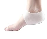 Demarkt White 1 Pair Silicone Heel and Ankle Sleeves Socks Pads Cups Sleeve Pain Relief Plantar Cushion for Plantar Fasciitis Heel Spurs
