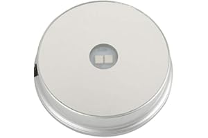 Hilitand 4 Arten Bunte LED-Licht rotierenden Kristallständer Standfuß für Heimtextilien (Batterien sind Nicht enthalten)(Round Mirror, 2 LEDs, Battery)