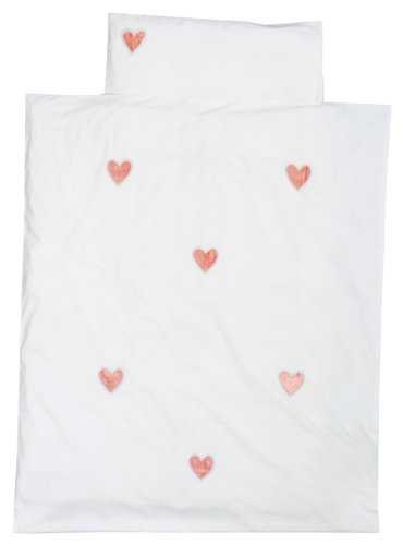 Taftan Hearts Velvet Rayon Duvet Cover Set 100 x 135cm for Cot (Pink)