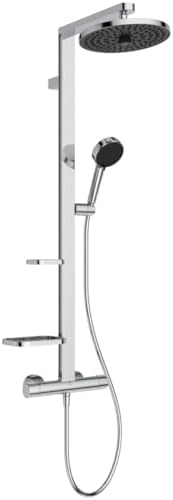 Ideal Standard Ceratherm Alu+ Colonna doccia, Realizzato con l'100% di alluminio riciclato, doccia a risparmio idrico con getti variabili e protezione antiscottatura – Cromo (356x501x1113 mm)