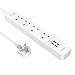 Price comparison product image dodocool Extension Cord, 4-Way Surge Protector Power Strip with 4 USB Ports LED Indicator Switch Extension Lead ( 5V/2.4A) for Smartphones Tablets UK Plug AC100-240V