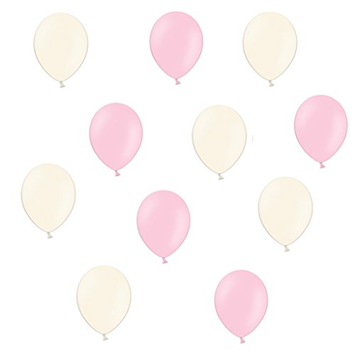 50 x Luftballons je 25 Rosa / Pink & Creme - ca. Ø 28cm - 50 Stück - Ballons als Deko, Party, Fest, Baby, Junge, Mädchen, Geburt, Hochzeit - Farbe Rosa / Pink & Creme - für Helium geeignet - twist4®