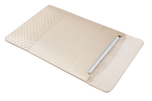 WIWU Ultra-dünne Umschlag Stil PU Leder Schutzhülle Laptop Handtasche für Macbook 15,4 / Pro Retina 15 Zoll Laptops / Notizbuch Slim Schutz Hülle Tasche mit Maus Pad (Golden, 15 Zoll) - 2