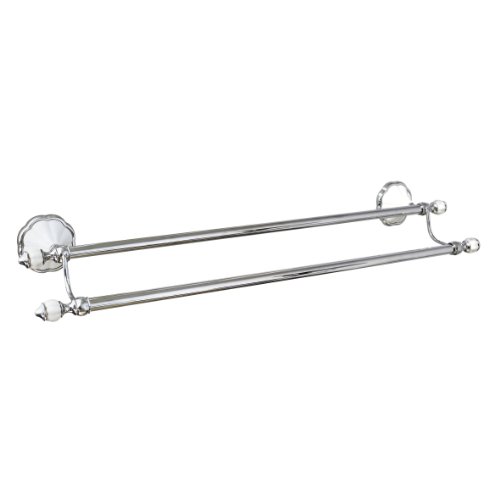 modona 61 cm Doppel-Handtuchstange – weiß Porzellan & Chrom poliert – Flora Serie – 5 Jahr Vorteil - 2