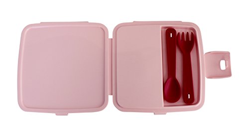 Bhome Lunch box enfant avec couverts, 4 compartiments, 1,4 l, Plastique, Rosa 2er Pack, 1,4 L