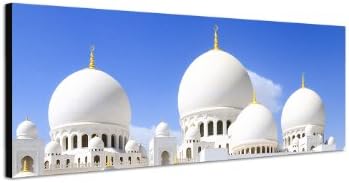 Abu Dhabi Mosque Panoramic Wall Picture on Canvas and Stretcher Frame - 150x50 cm - Ready to Hang