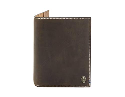 Preisvergleich Produktbild Reisepasshülle / echtes Leder / Blaue Ziernaht / Edelstahl-Logo / hochwertige Materialien – ansprechend auffällig von Fudog Design