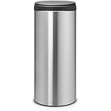 Brabantia FlipBin 106965 - Cubo de basura, 30 l, tapa gris oscuro, cuerpo acero mate anti-huellas