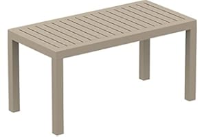 RESOL GRUPO RESOL Ocean Mesa Auxiliar 90x45 para Jardín, Terraza o Balcón | Uso Exterior o Interior | Click-Clack Mesa Baja Rectangular Café o Centro Fácil Mantenimiento con Protección UV - Color Marrón Arena