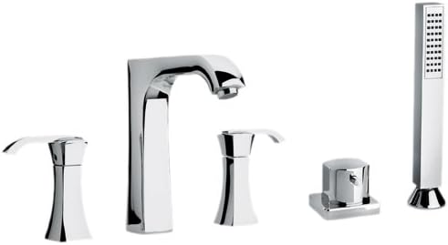 Jewel Faucets Two Lever Handle Roman Tub Faucet and Hand Shower (Chrome)