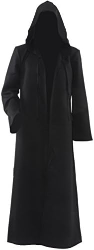 Pinlian Men's Hooded Robe Cloak Knight Fancy Cape Halloween Costume XXXL Black