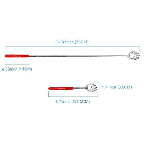Set 5 Teleskop Rückenkratzer bei DigHealth-(Ausziehbar, Edelstahl, Gummiertem Griff, Circa 58cm, Bär Klaue), Massagegerät Körpe zum Rücken Kratzen - 3