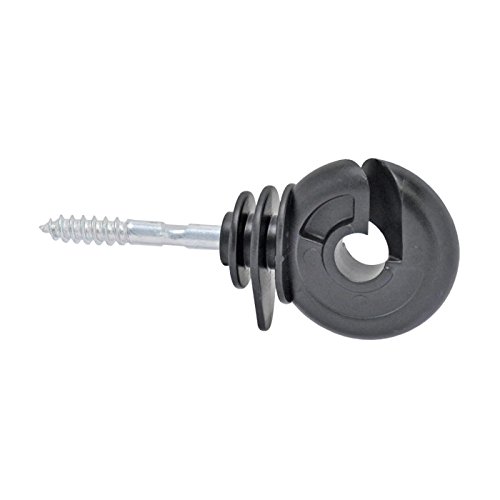 Voss.farming 50x Anillo aislador para Hilo, Cinta, Cable para Pastor eléctrico, con Tornillo para Madera, Color Negro