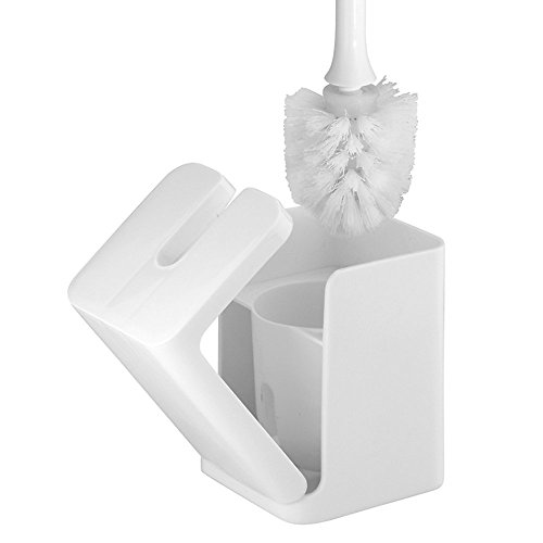 mDesign praktische Toilettenbürste mit WC Bürstenhalter – hochwertige WC Bürstengarnitur in weiß bestehend aus Klobürste und Halter – mit Verschlussmechanik - 3