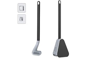 Ellxen Brosse de toilette de golf, kit de brosse de toilette et de support, brosse de toilette en silicone de golf avec long manche, pas de coins morts, brosse de toilette à long manche avec poils en