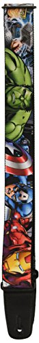 Buckle-Down GS-WAV012 Guitar Strap Marvel Avengers 4 Superhero Poses Close Up, Multicolor, 2" Wide - 29-54" Length