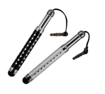 KingCase 2er Pack Stylus Pen Stift im edlen Diamond Bling Design Eingabestift für iPhone, Samsung, HTC, iPad, Galaxy Tab Silber & Schwarz im Set Neu für alle kapazitiven Displays also alle iPhones, Samsung und Sony, HTC Smartphomes und Tablets