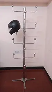 GLOBAL DESIGNERS-Helmet Stand for All Branded Helmets -STAINLES Steel -for Office -18 Helmets Capacity -6 FEET -Electro Chemical Polished
