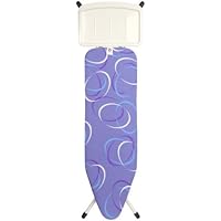 Brabantia 346460 - Mesa de planchar, 124 x 38 cm, soporte sólido para centro de planchado, estructura blanco puro, diseño Moving Circles