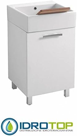 Sink 50 x 50 with Mobile, Siphon, Drain, Overflow and Fixing for Sink White colavene