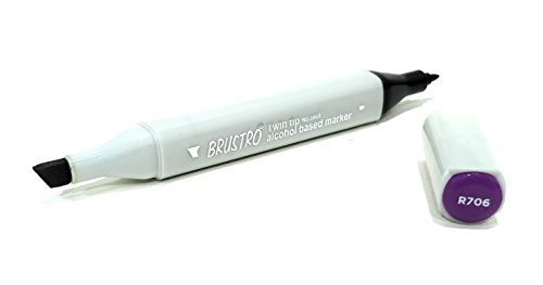BRUSTRO Twin Tip Alcohol Based Marker | Deep Violet |Tip Size - Broad 1-7mm line,Fine 0.7mm|Smudge-Proof,Waterproof, Ideal for Texturing, Sketching,Graffiti,Comic Artist,Architecture,Fine Art Student