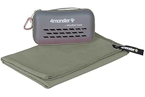 4Monster Microfibre Travel Towel - Quick Dry, Lightweight, Ultra Soft, Super Absorbent Compact Camping Towel for Sports, Gym, Beach, Camping, Yoga, Swimming, Hiking