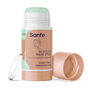 Sanfe Promise Green Tea Cleansing Mask Stick For Face - Face Mask For Glowing Skin | Green Tea Mask Stick For Blackhead For Blackheads, Oil Control & Anti-Acne, 30gm | With Hyaluronic Acid