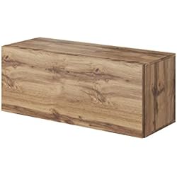 E-com - Meuble TV Armoire Tele Table Television Suspendu Fay - 100 cm - Chene Wotan