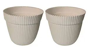 Wonderland (Set of 2) self Rimmed Plastic pots in White