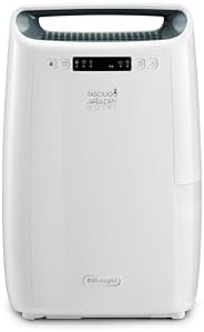 De'Longhi AriaDry DEXD216RF, deumidificatore multiuso elimina l'umidità a casa con filtrazione a 3 azioni, funzione di asciugatura, umidificazione 16L/giorno, R290, serbatoio acqua rimovibile, bianco