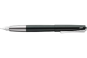 Lamy studio 069 - Pluma estilográfica de acero inoxidable en acabado lacado negro y verde con mango de acero inoxidable pulido, plumín de acero plateado pulido, grosor F, 1 unidad (1 unidad)