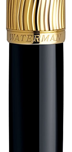 Waterman Carene Deluxe Ballpoint Pen with Medium Point - Essential Black Wave Gold Trim