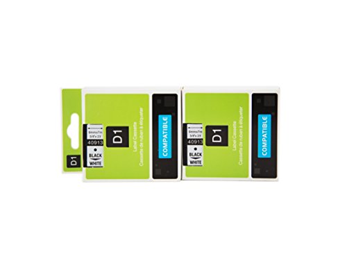 2PK Compatible con Dymo D1 45013 Cintas de Etiquetas S0720530 Cinta Etiquetas 12mm 7m Negro sobre Blanco para LabelManager 160 210D 260P 280 PnP Labelwriter Impresoras