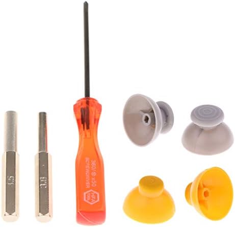 P Prettyia Replacement Joystick Caps 2 Grey + 2 Yellow For Nintendo GameCube NGC Controller + Repair Tools Tri Wing Y Tip Screwdriver 3.8mm 4.5mm