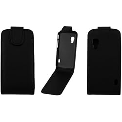 alsatek – Carcasa Funda de Piel sintética para LG Optimus L5 II/E460 Negro Vertical