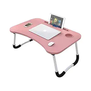 FORKIT Lap-Desk, Laptop Table, Study Tab with Cartoon and Education Theme, Multipurpose Foldable Study Table, Laptop Table with Tablet Slot & Cup Holder, Study Table Gifts for Kids (Pink)