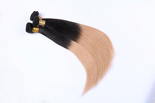 Ombre Blonde Hair 1 Bundles of Silky Straight Hair 7A Virgin Brazilian Human Hair Two Tone Natural Hair Weaves 100% Human Hair Extensions 100g/bundle , 12 inch