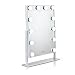 Produktbild WanEway Hollywood Kosmetikspiegel Schminkspiegel mit LED Beleuchtung, Standspiegel Tischspiegel LED Beleuchtet mit Licht, Beleuchteter Kosmetik Make-up Spiegel mit 12 LED Birnen und Dimmer, Weiß