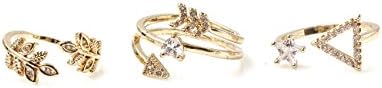 Accessoryo Women's Statement Gold Diamante Ring Set