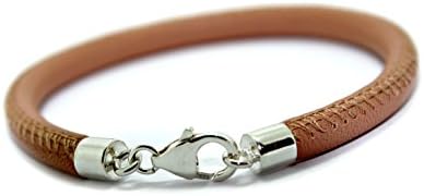 Mens/Ladies 5mm Nappa Leather Bracelet With Sterling Silver Ends &amp; Clasp-By Carla Marie Jewellery-Nude
