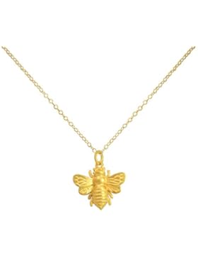 Gemshine - Damen - Halskette - Anhänger - 925 Silber - Vergoldet - BEE - Biene - 45 cm