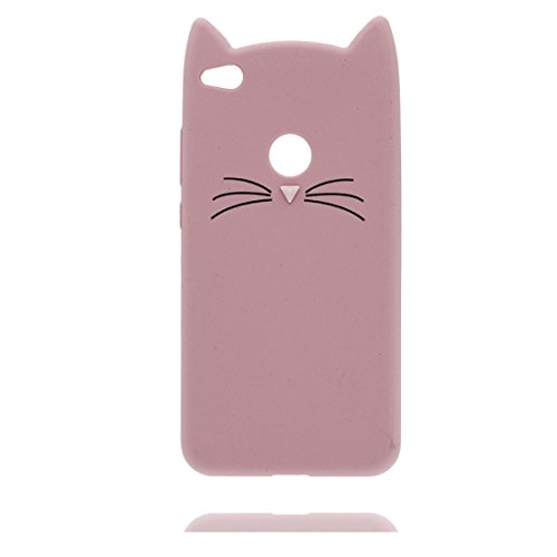 Huawei P8 Lite 2017 Funda  Huawei P8 Lite 2017 Carcasa TPU flexible Case  resistente a los ara  azos deslizamiento polvo  3D Cartoon gato  Pink