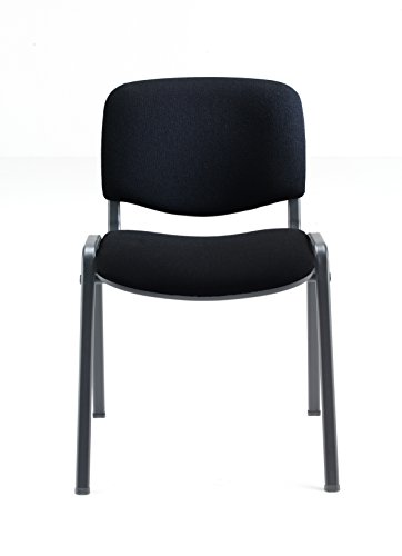 Office Hippo Heavy Duty Stackable Reception Chair - Black Frame, Black Fabric, Pack of 4