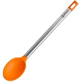 BRA Efficient | Kitchen Spoon, Stainless Steel, Nylon and Silicone, 35 cm | Nylon and Silicone, Orange, 35 cm