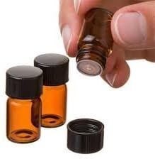 Amber Vials for Essential Oils 2 ml (5/8 dram) Amber Glass Essential Oil Bottle with Orifice Reducer and cap- 24 pack by AmberGlass