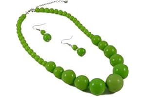 Jay Jewellery - LIME GREEN GRADUATED BEAD NECKLACE & EARRINGS SET